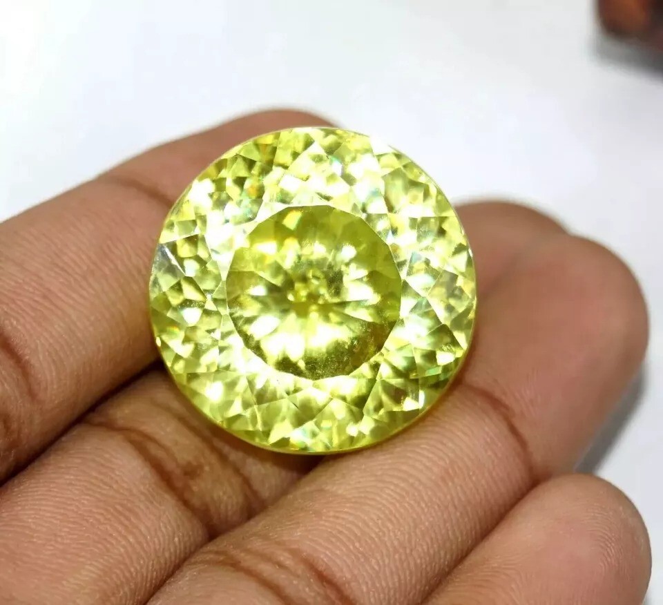 Natural Round Cut 105-107Ct Yellow Zircon Loose Gemstone Certified