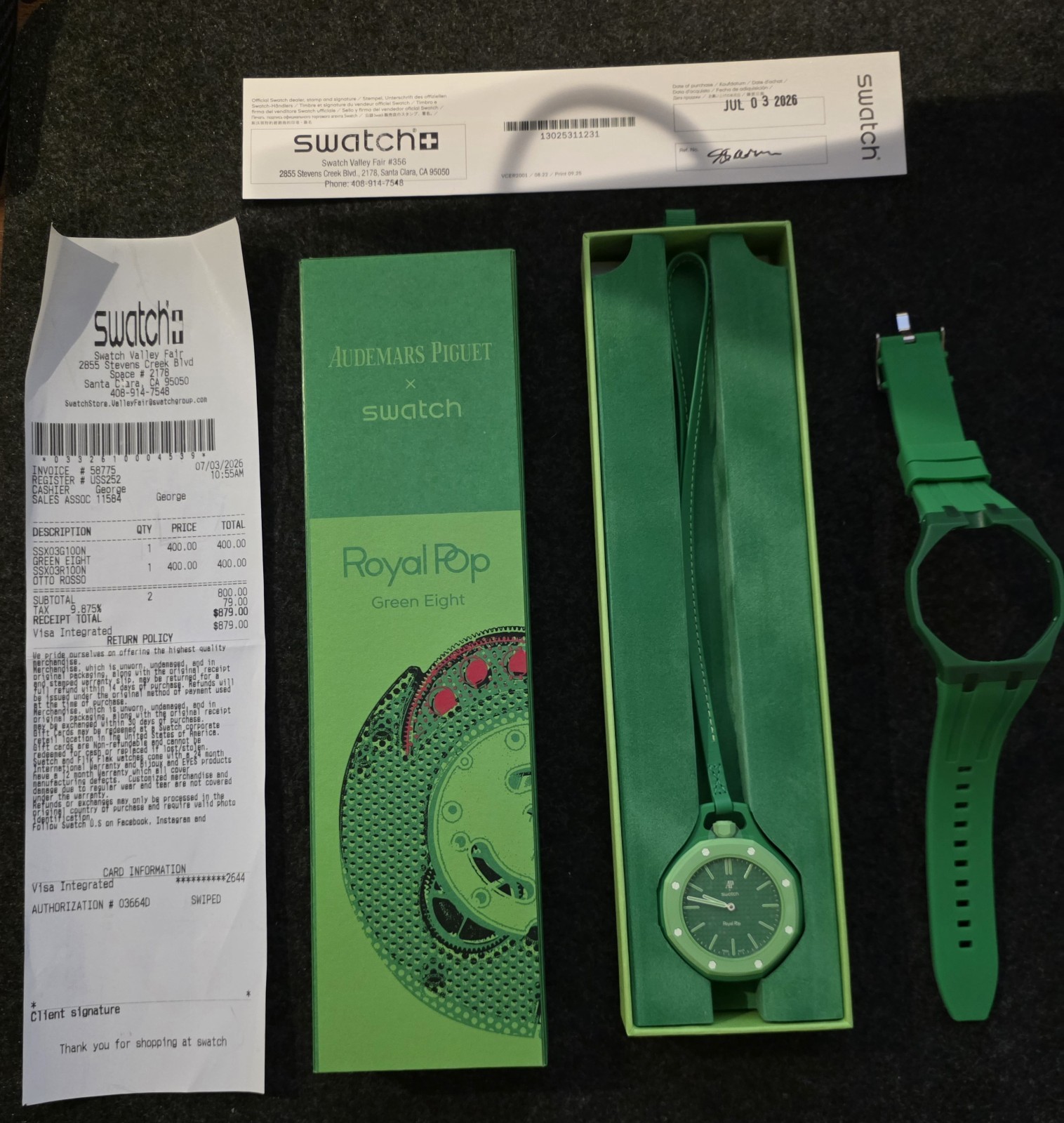 Brand New Swatch × AP Royal Pop “Green Eight” With Strap Band ✅️ 100% AUTHENTIC