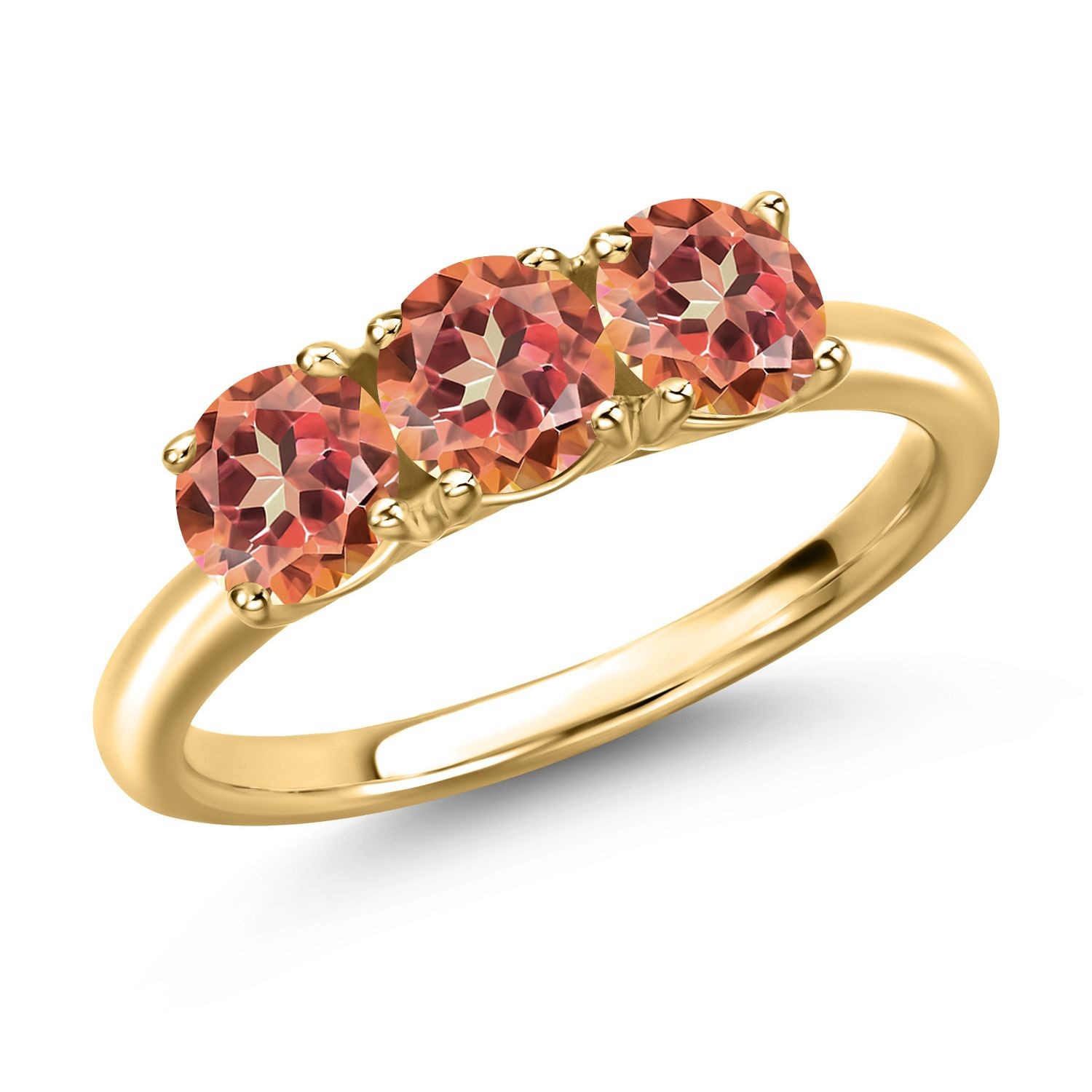 18K Yellow Gold Plated Silver Ecstasy Mystic Topaz Engagement Ring For Women |