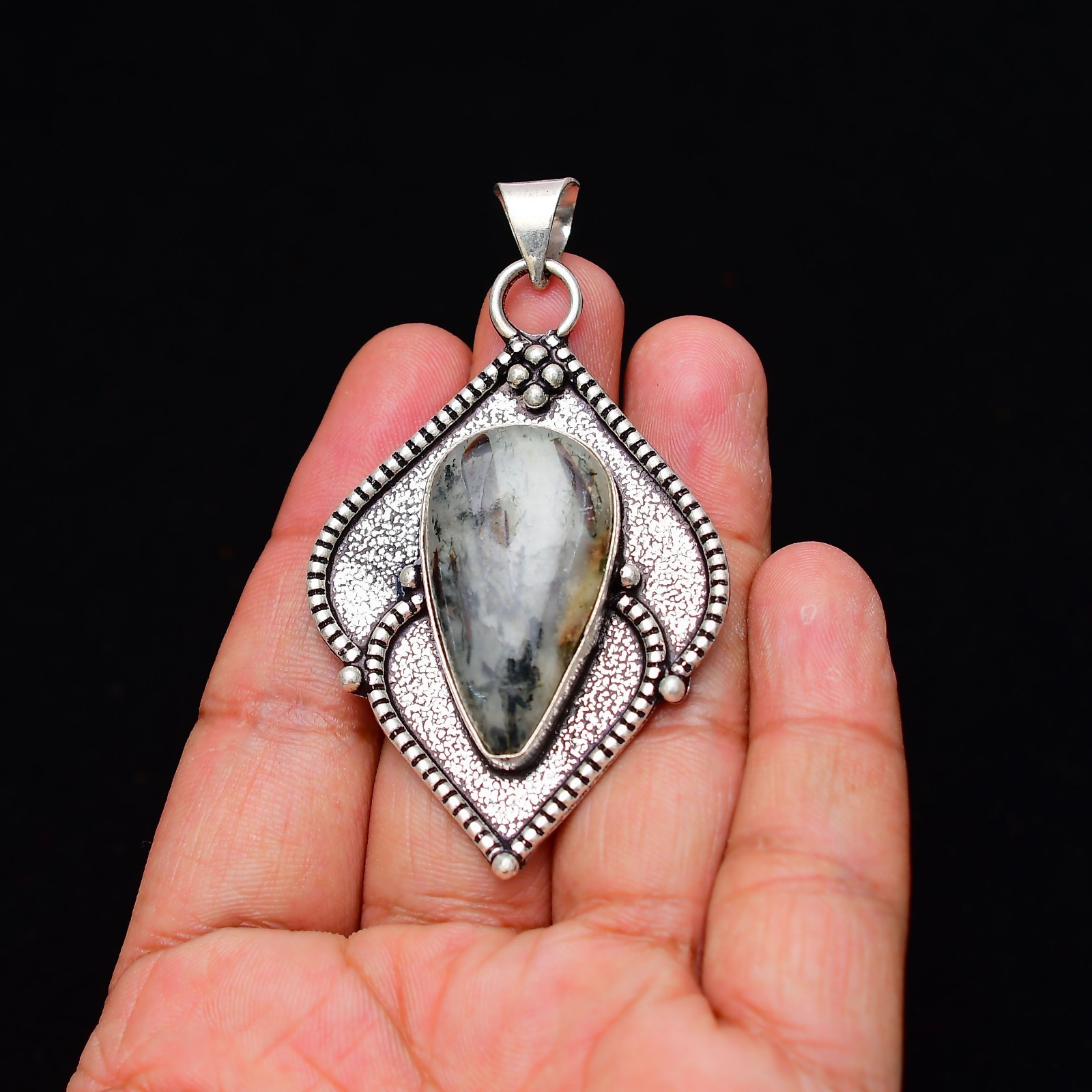 Black Rutile Gemstone 925 Sterling Silver Jewelry Pendant 2.63″