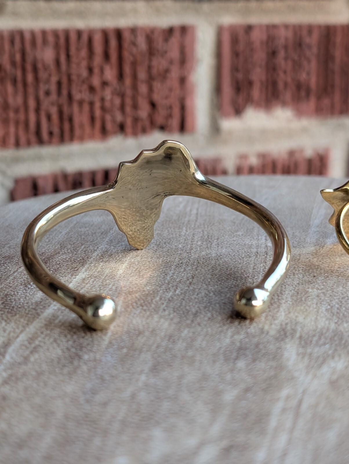 Gold Brass Africa-shaped Bangle & Ring Set -Handmade in Kenya-Adjustable Ring