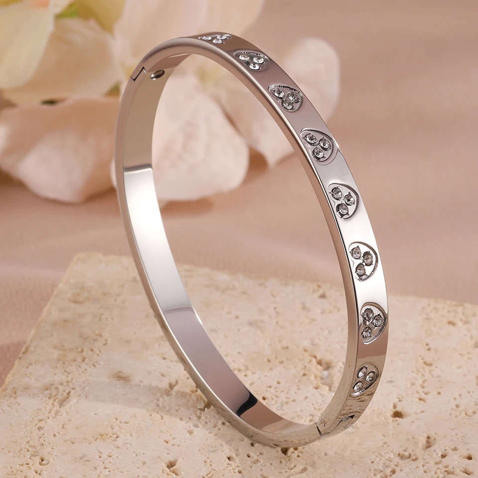 Rhinestone Tennis Chain Bracelets Yupsk 4Pcs/Set Trendy Hip Hop Rock Heart for W