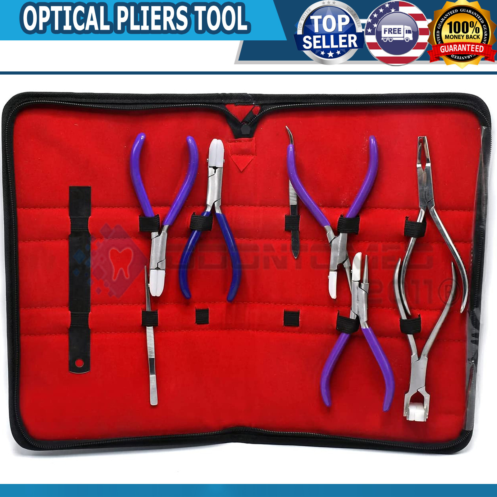 ODM 9 ADJUSTING Eyeglass Optical ! Optician Tools Pliers Bent Nose Rimless set