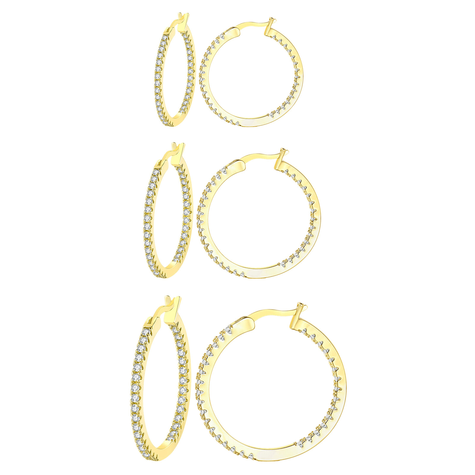 Delicate Women Earrings Jewelry Stainless Steel Huggie Hoop CZ Ear Studs 15-30MM