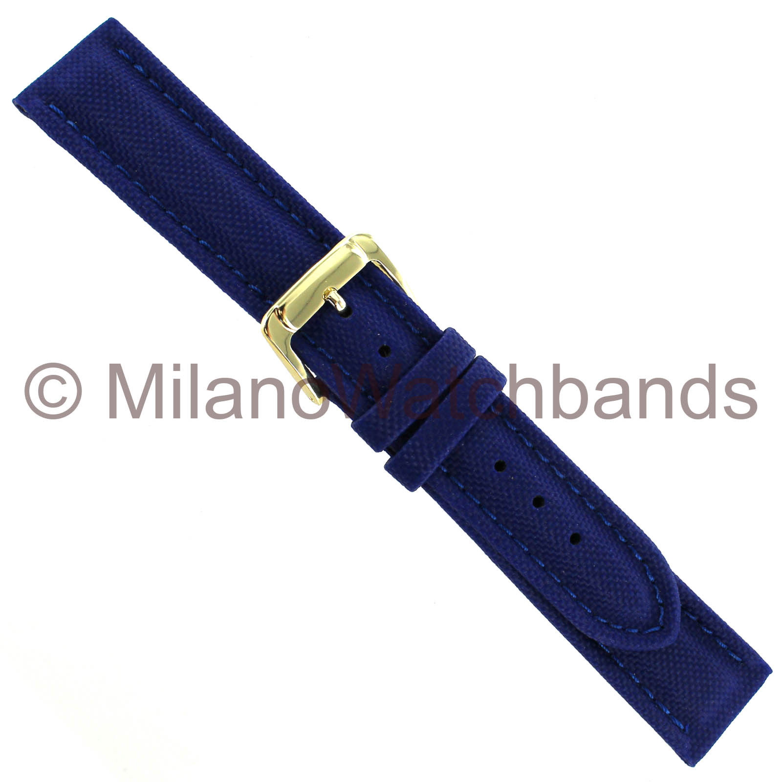 18mm Speidel Skipper Rubber Over Genuine Calfskin Blue Stitched Mens Watch Band