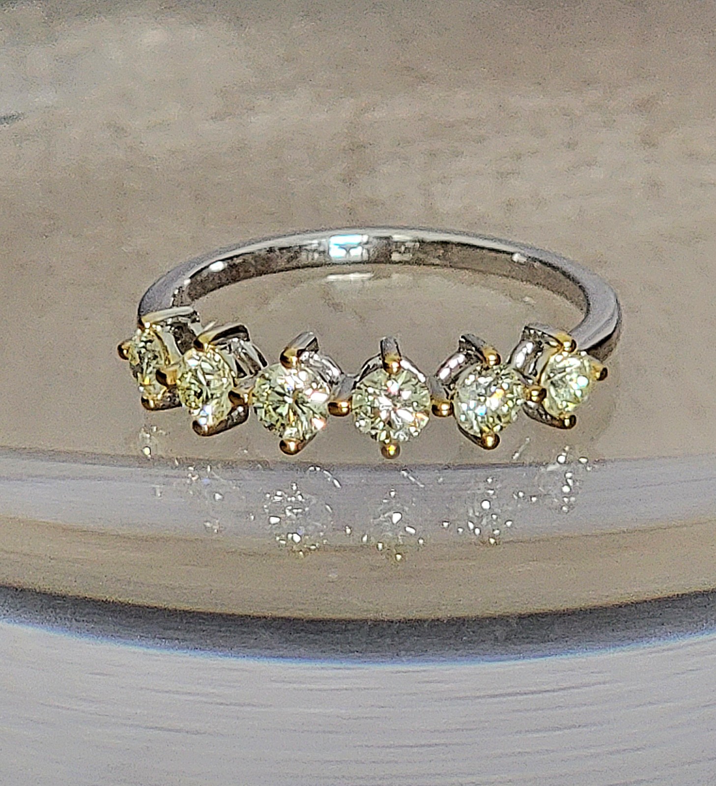 Natural Untreated 0.78ctw Light Yellow Diamond Band Ring 10K White Gold Sz 8 NEW