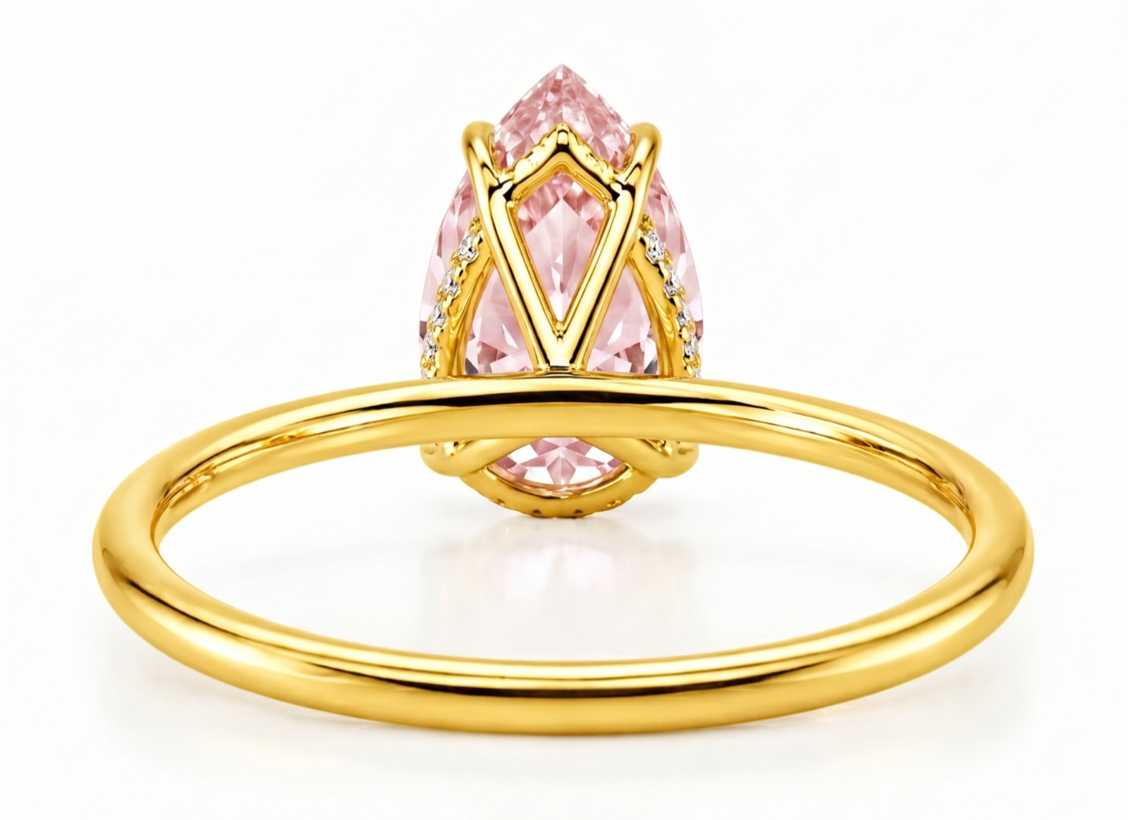 RARE 7.00 Ct Certified Pear Shape Pink Natural Diamond Ring Yellow Gold Finish