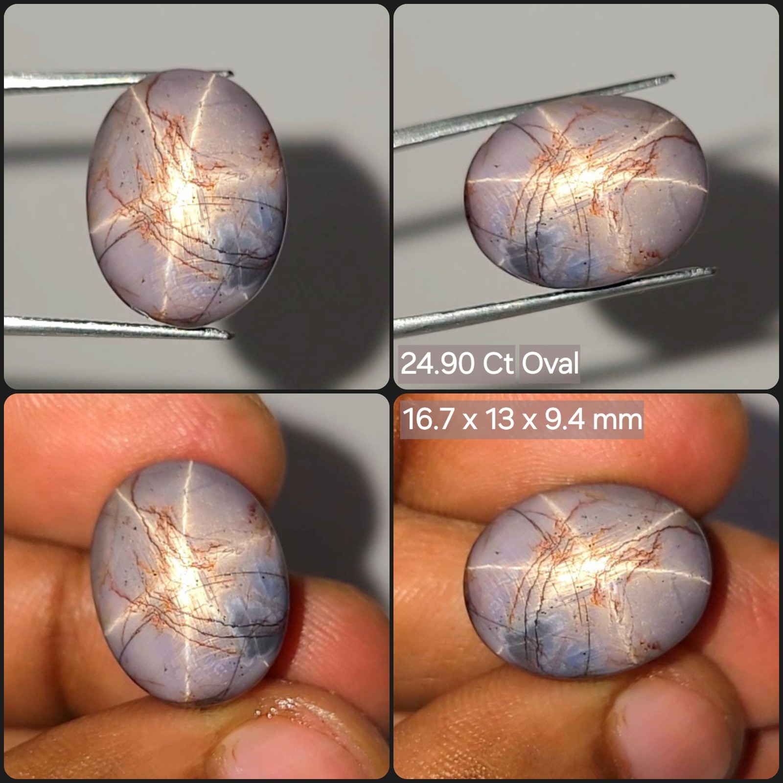 Natural Star Ruby Cabochon 24.90 ct Pink Oval untreated loose gemstone