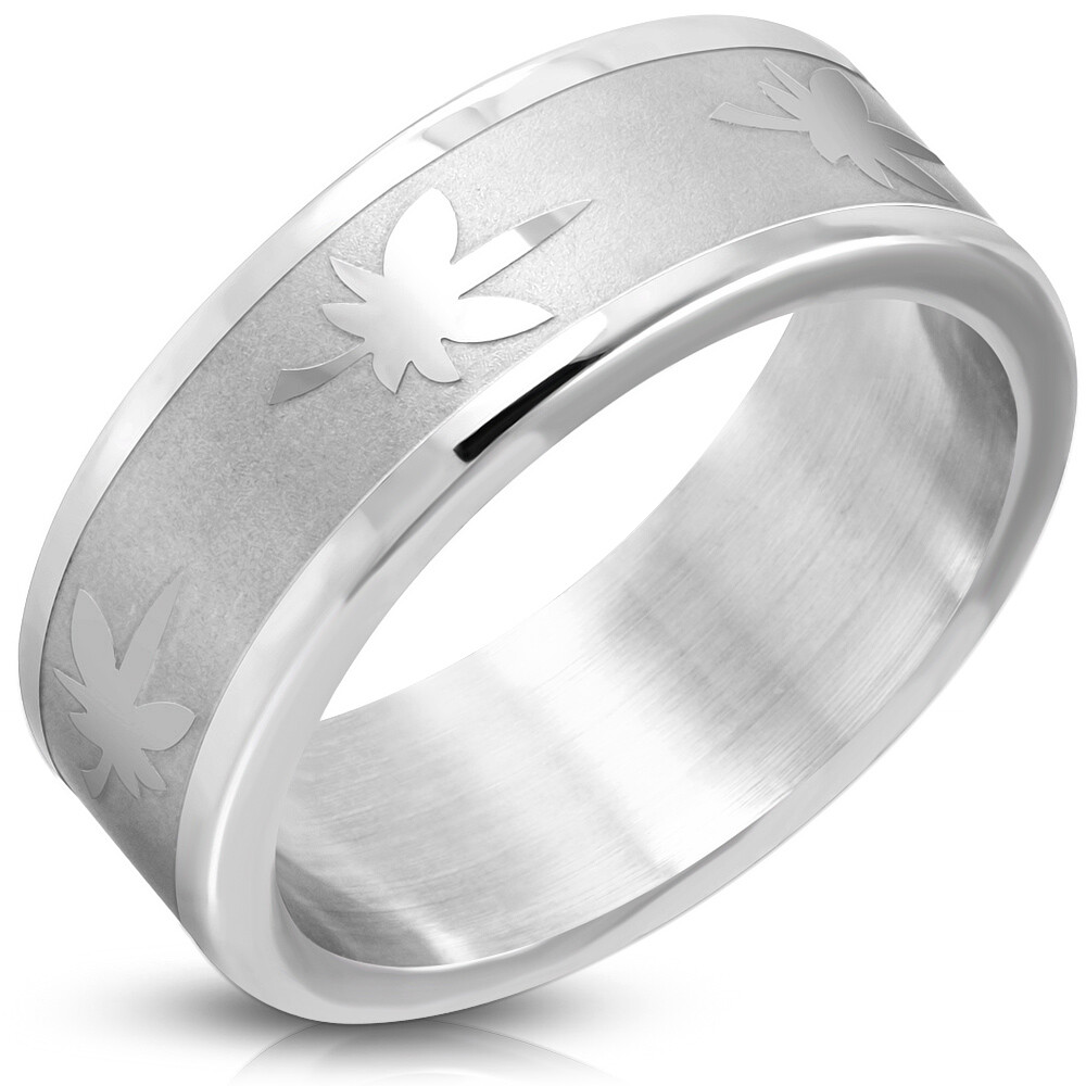 Stainless Steel Mixed Ring for Women Men Unisex Cannabis Leaf Motif RTH217
