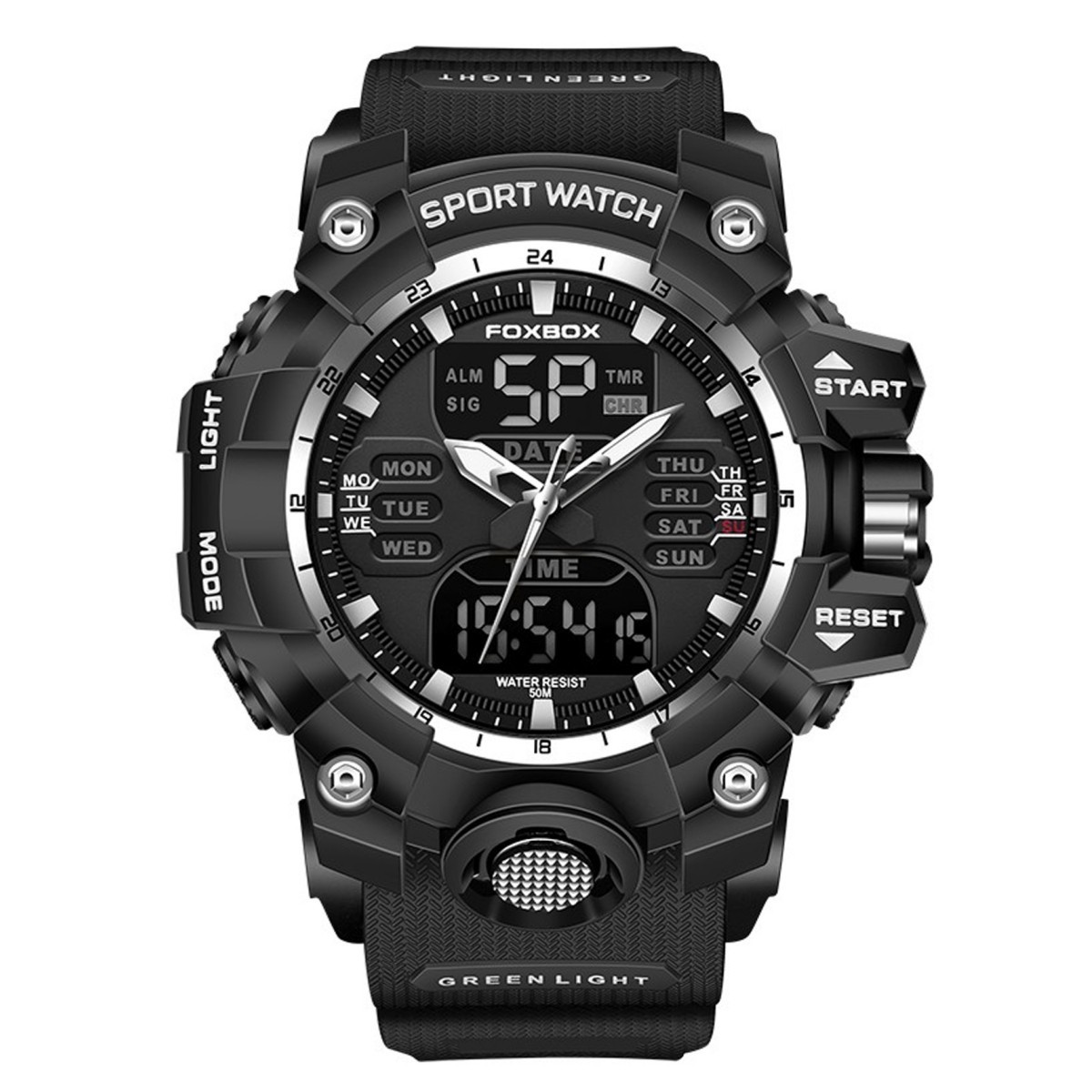 LIGE Men Watch Big LDE Digital Dial Quartz Date Week Waterproof Sport Wristwatch