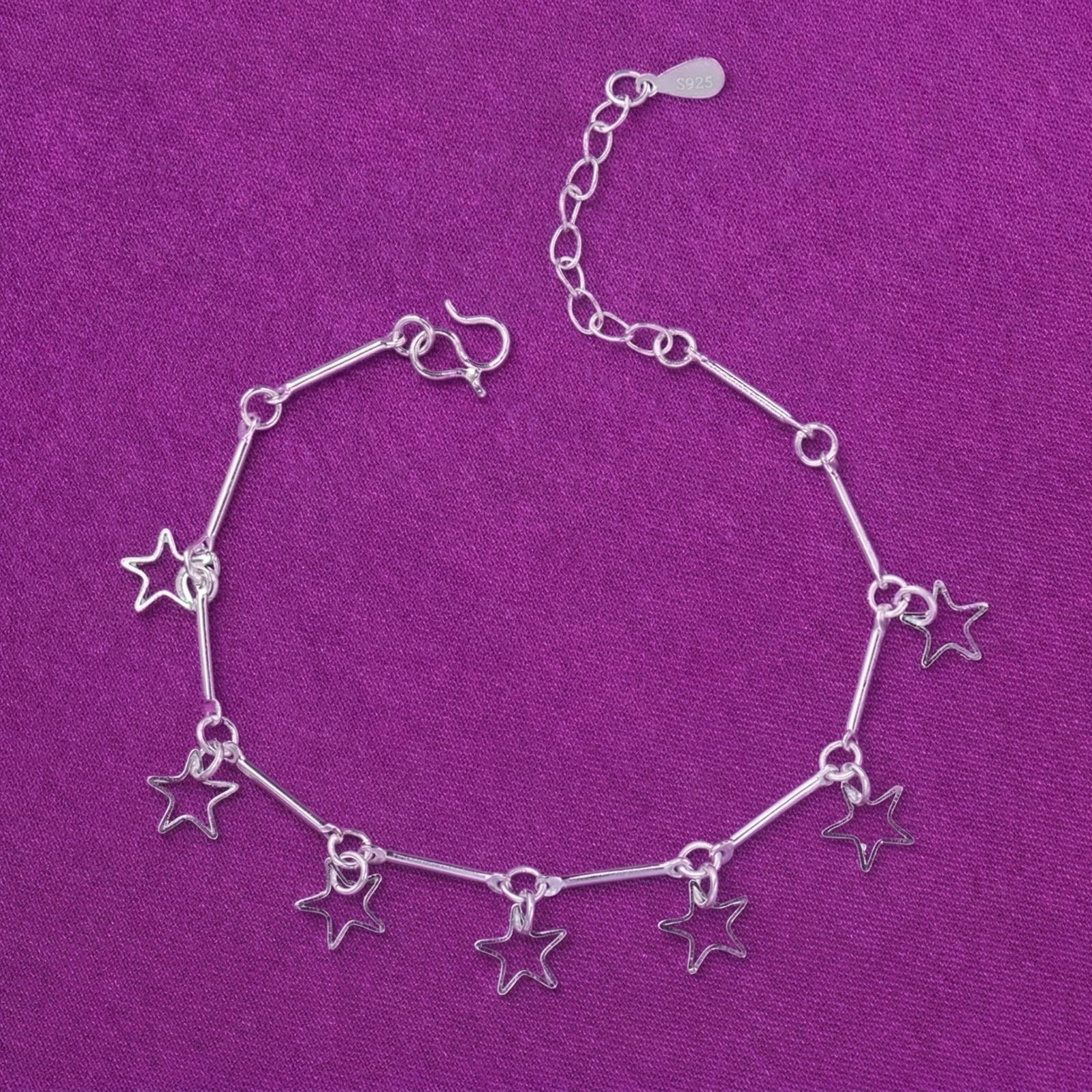 Sterling Silver Plated Round Chain Bracelet Womens Fashion Bangle Gift