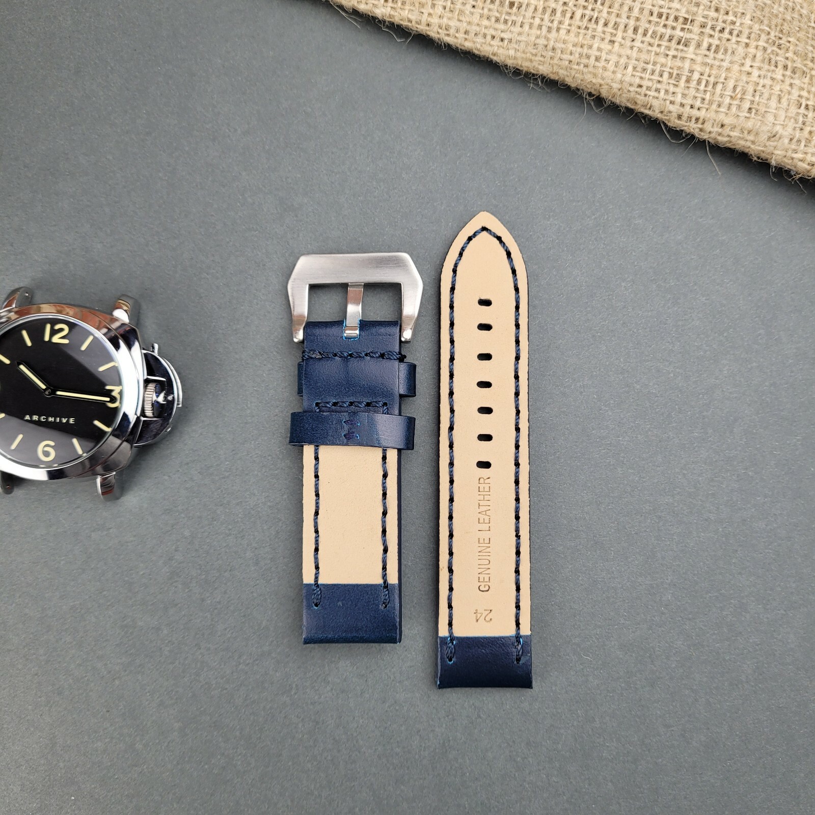 Handmade Panerai Style Leather Watch Strap for Luminor Radiomir 22m 24mm 26mm