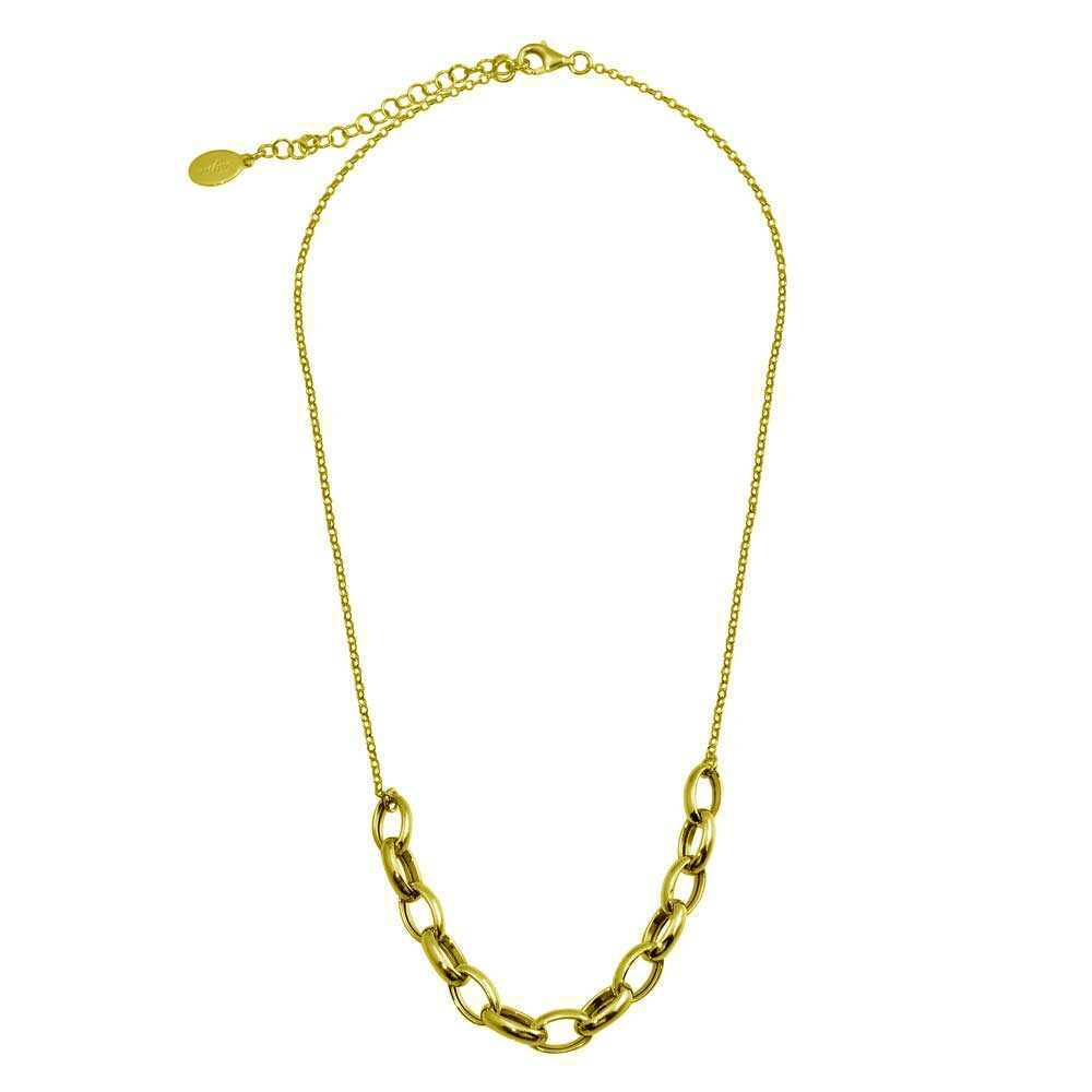 14K YELLOW GOLD OVER 925 STERLING SILVER LARGE OVAL LINK CENTER NECKLACE / 18”
