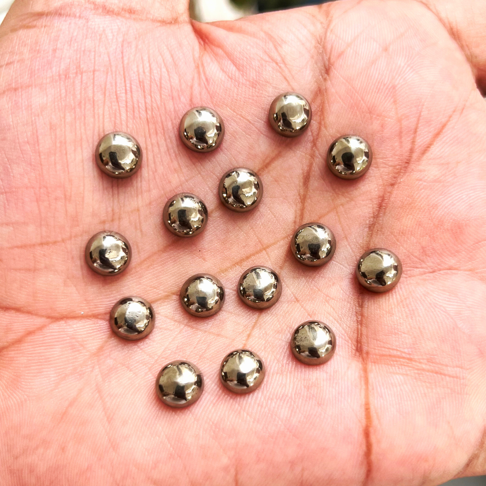 Natural Golden Pyrite Round 4 mm to 20 mm Cabochon Loose Gemstone Lot