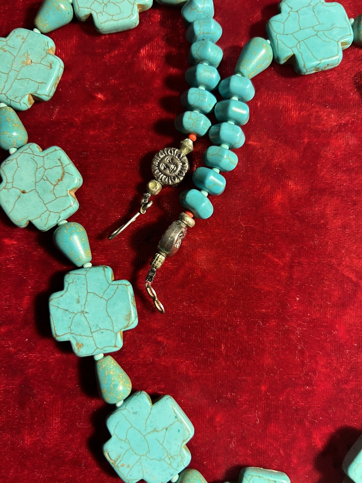 24 Inch Long Vintage India Turquoise necklace. # MP.