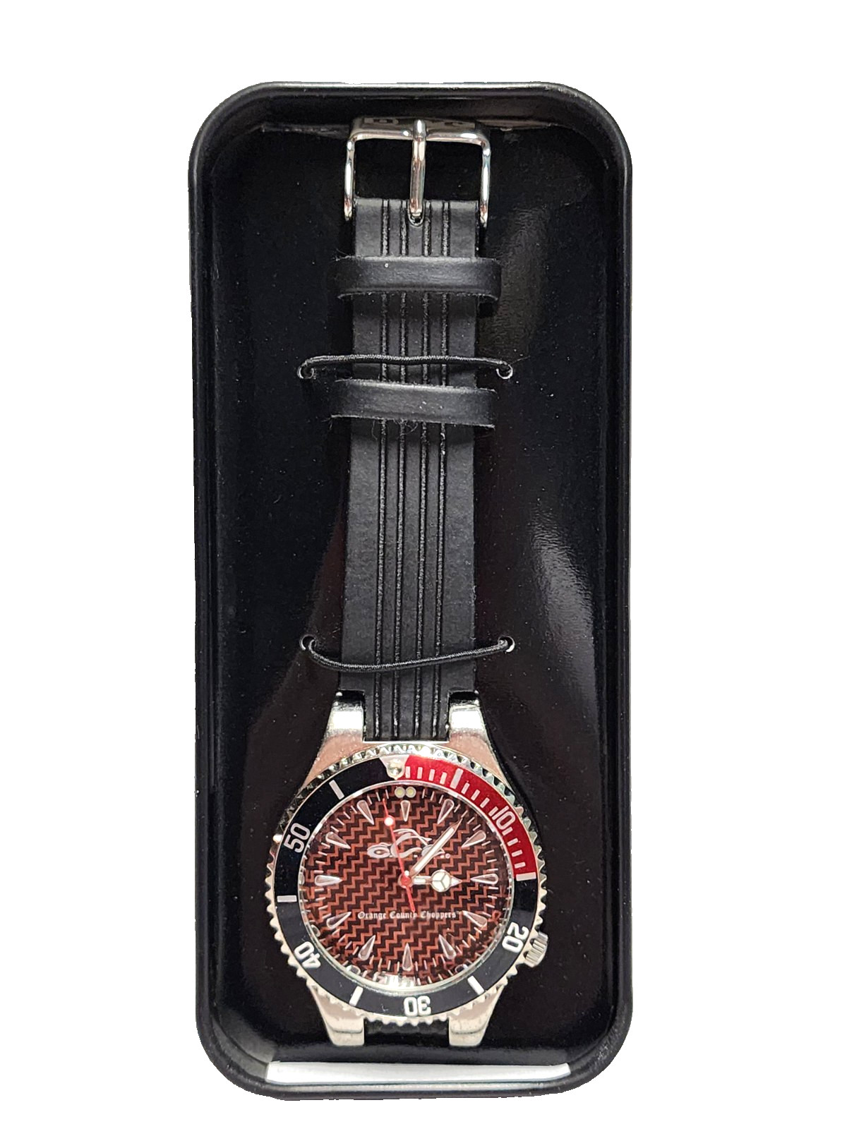 New 2004 Men’s Orange County Choppers Collectible Watch Red Black Chrome Logo