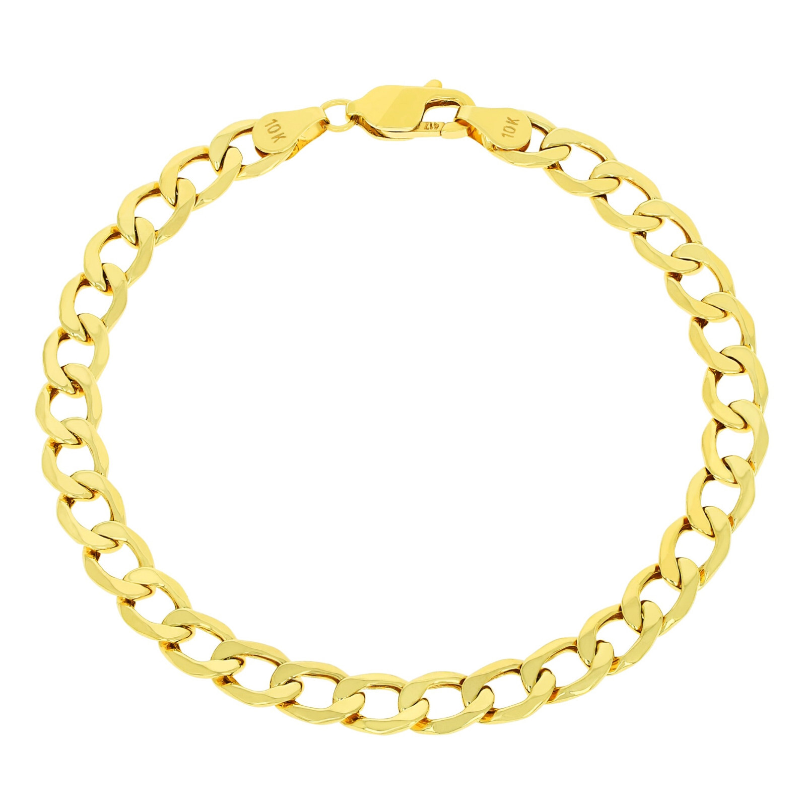 10K Yellow Gold 2.5mm-7.5mm Cuban Curb Link Chain Bracelet Men Womens 7″ 8″ 9″