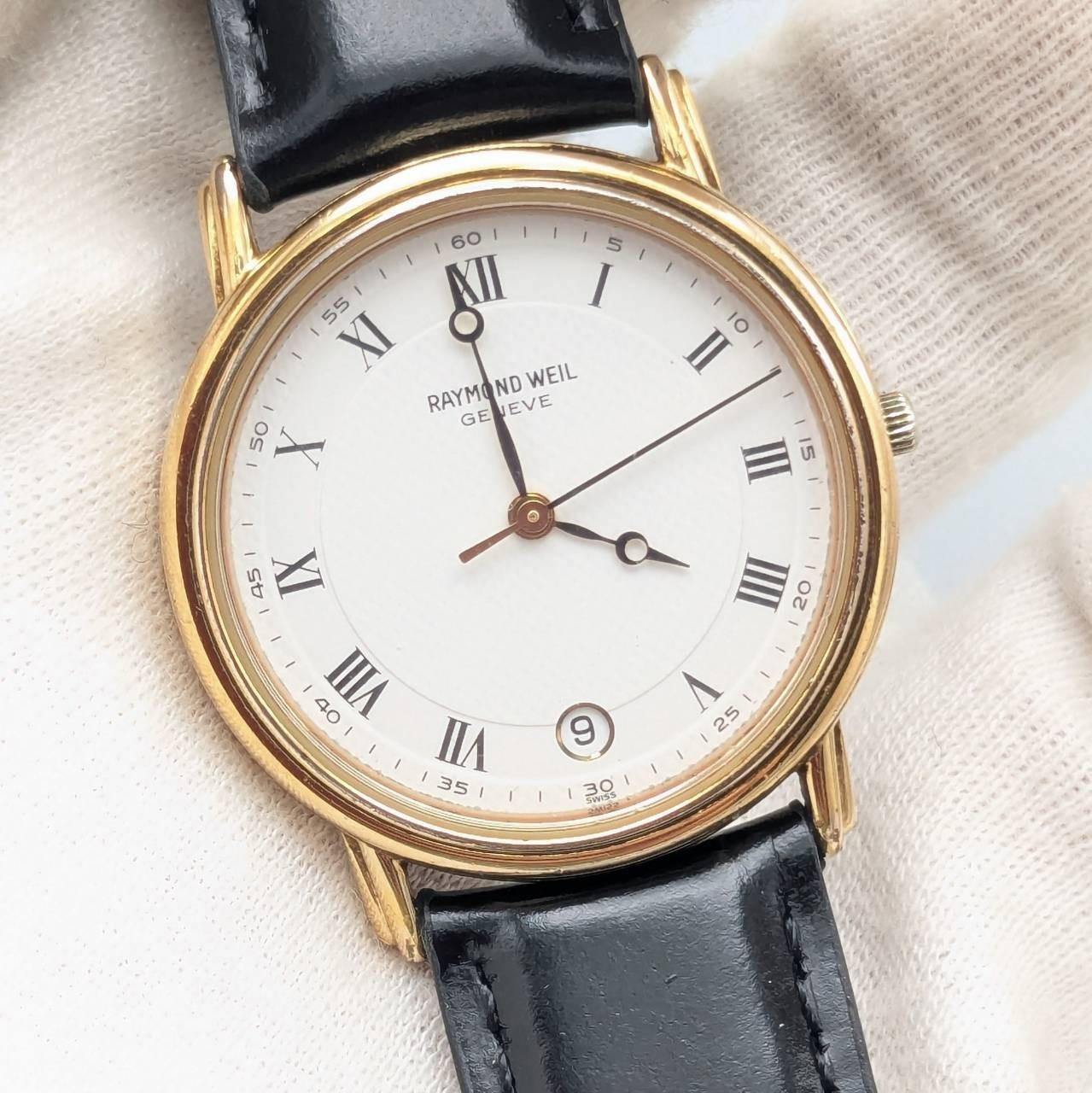 RAYMOND WEIL Geneve 5532 Swiss Quartz Men’s Watch Gold Plated New Battery＆Band