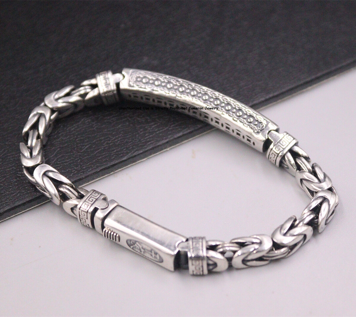 Pure S925 Sterling Silver Chain Men Women Byzantine Link Bracelet 29-30g 7.1inch