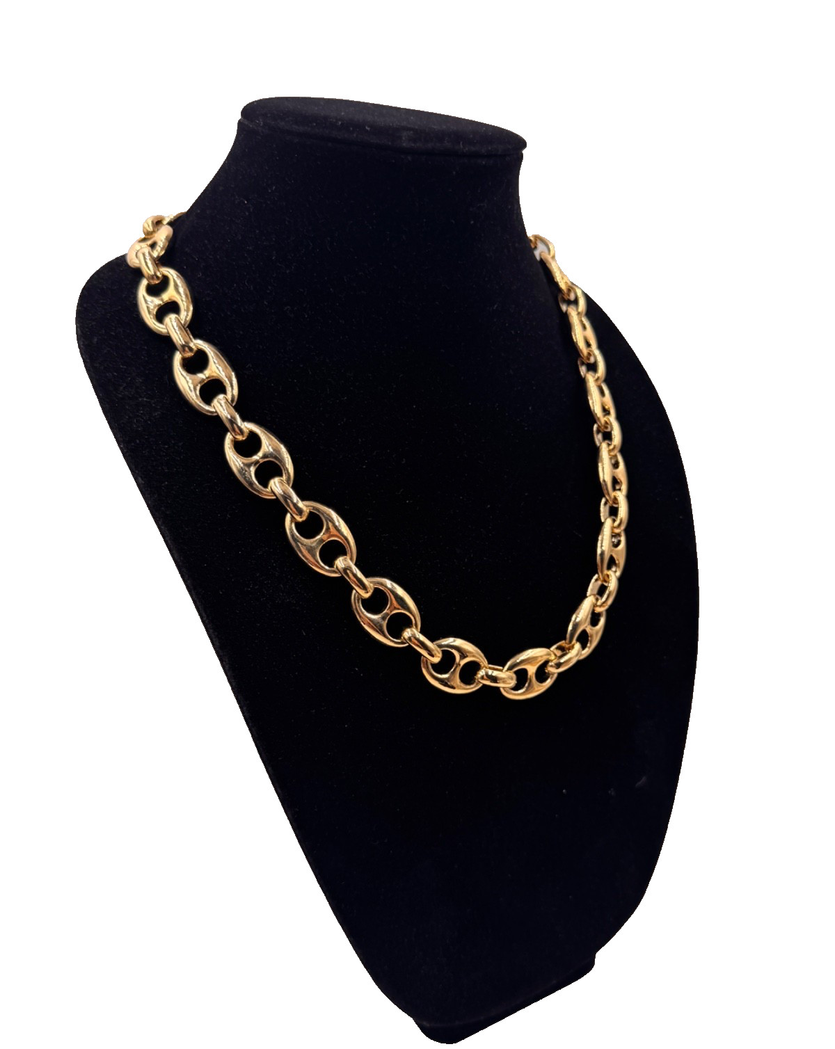 GUCCI CHAIN LINKS FABULOUS VINTAGE NECKLACE DECORATIVE TOGGLE CLASP RHINESTONES