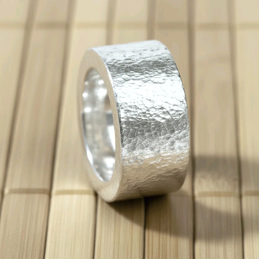 Hammered CUSTOM 999 Silver Ring 31g 1Oz Ancient Rome Width 13.5mm Thick 3.5mm