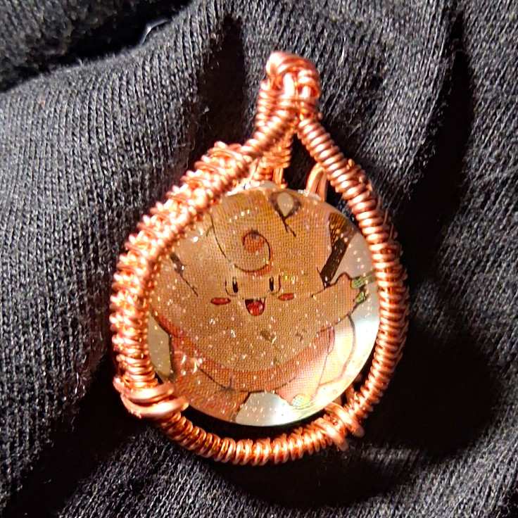 Handcrafted Copper Wire Wrapped Round Pendant Charm