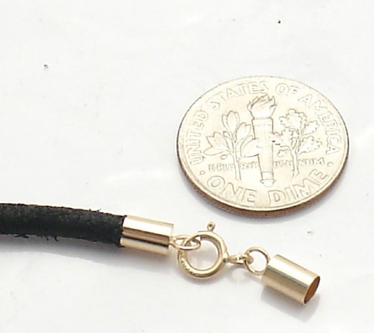 3mm Round End Caps Barrel Spring Ring Clasp Real 14K Yellow Gold Jewelry Making