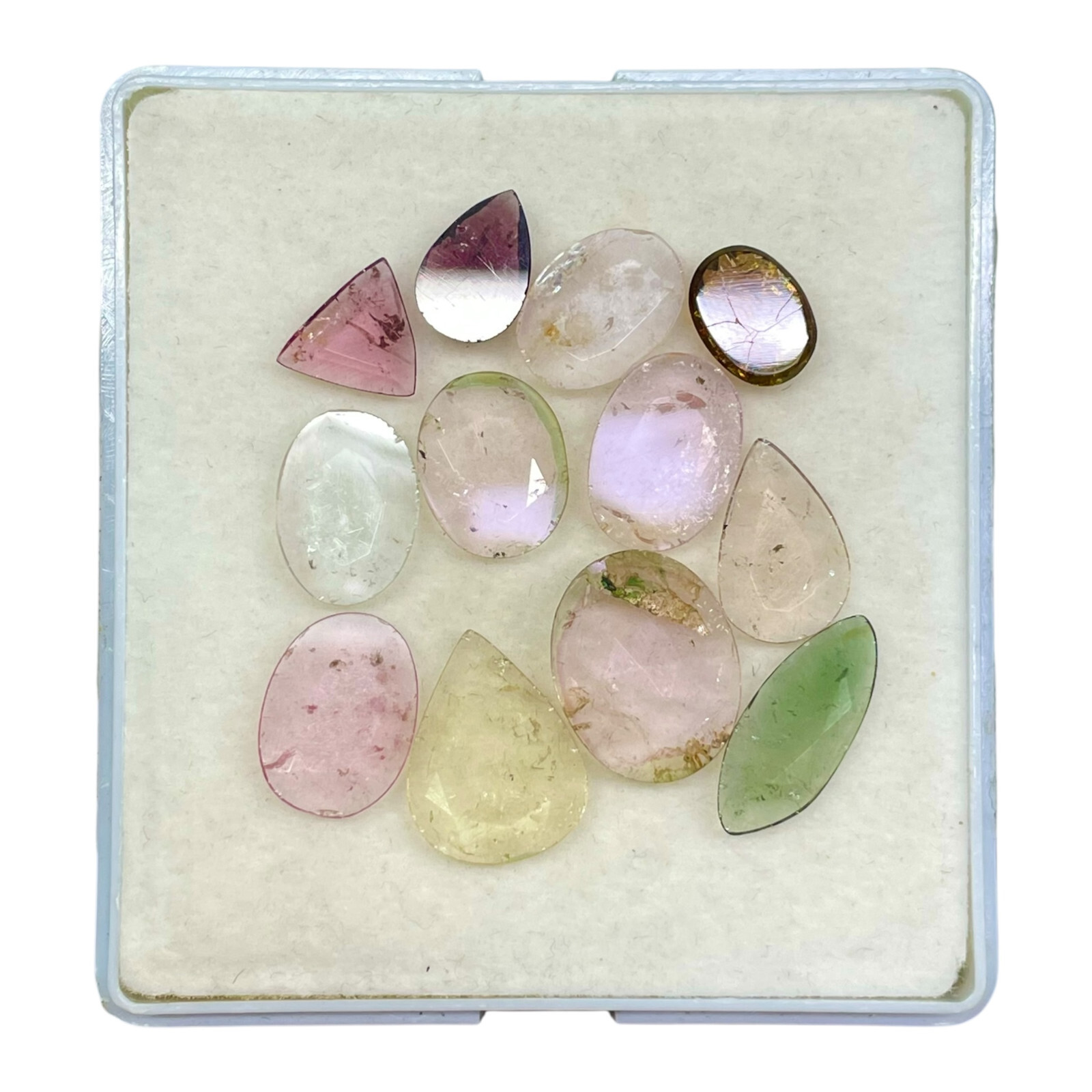 12 Pcs Natural Tourmaline Lot 20.50 Cts Flat Rose Cut Untreated Loose Gemstones
