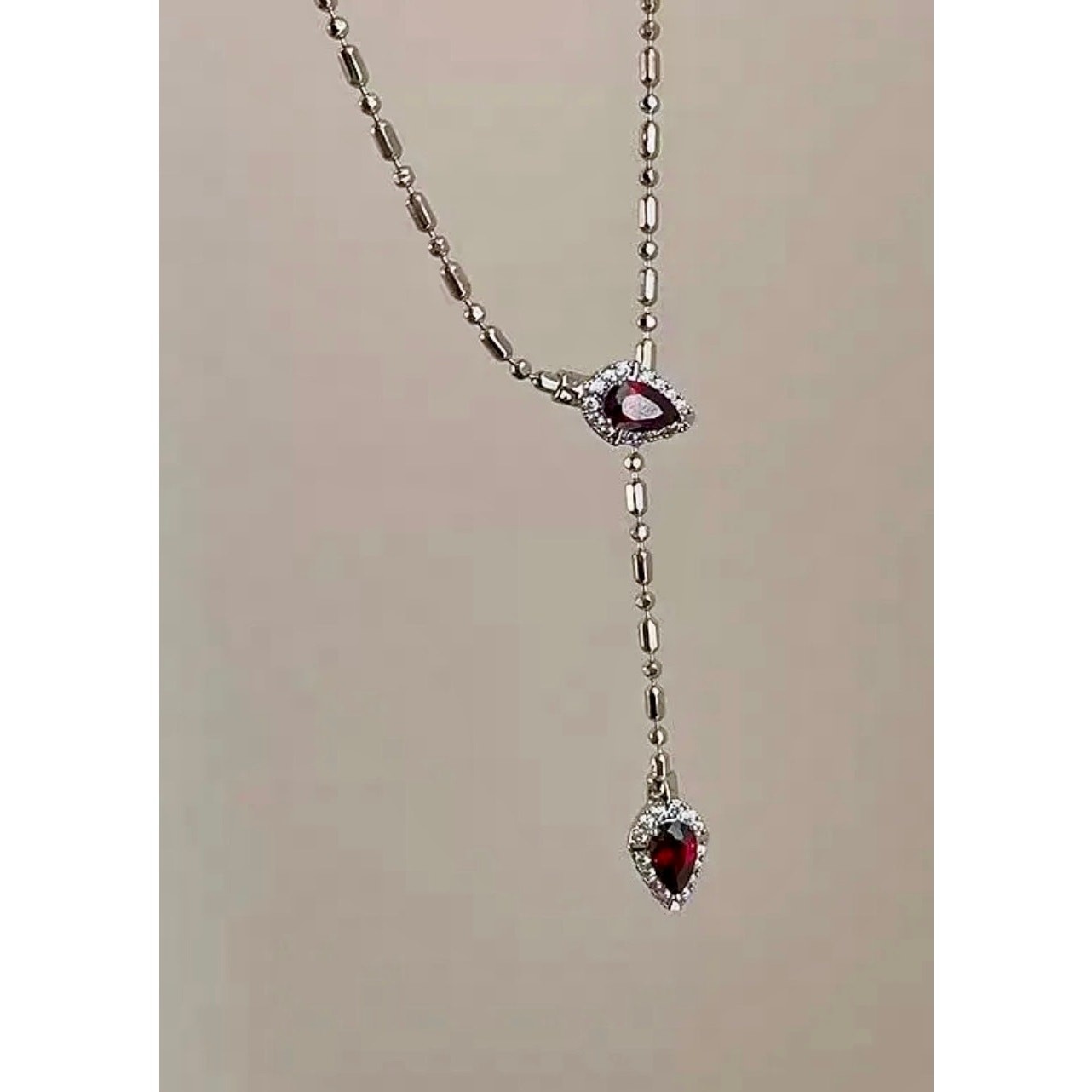 Y-shaped Chain Red Serpent Zirconia adjustable 16”-20” Necklaces