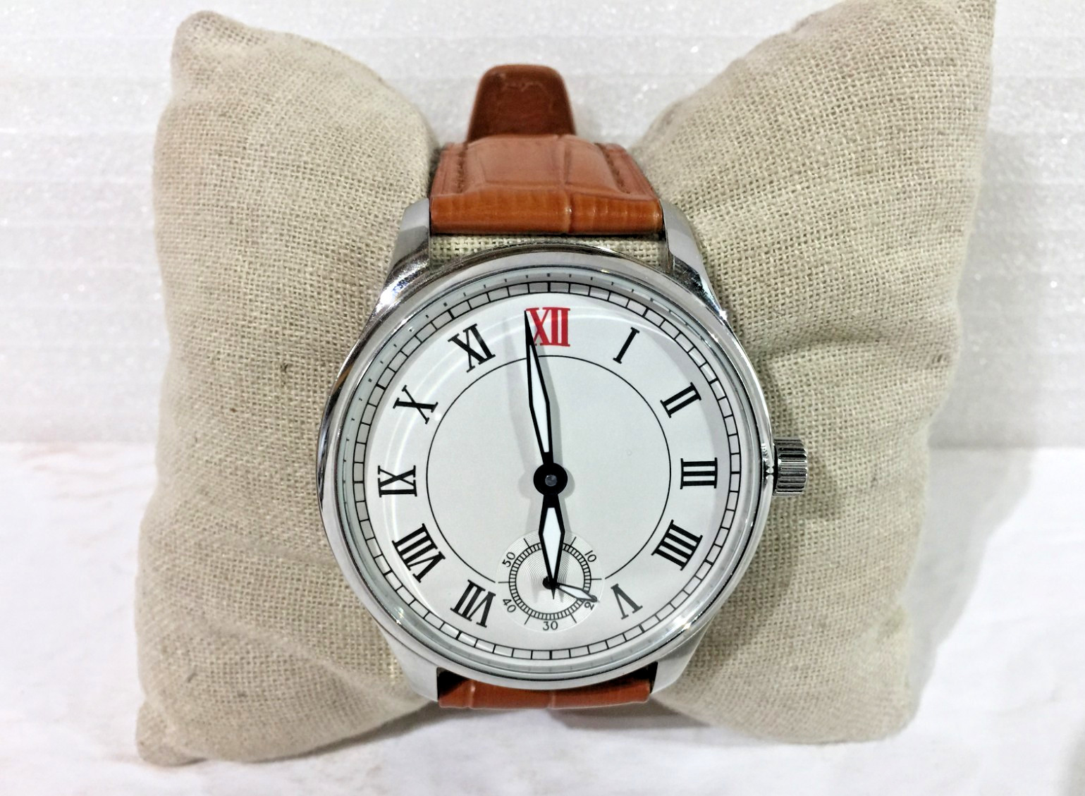 44mm Parnis Small Second at 6 Hand Winding Movement Men Boy Watch Stainless Case