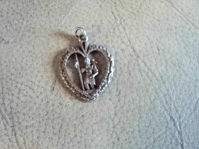 Vintage Heart Shaped St Christopher pendant Sterling silver & Ring Shape- 6.7g