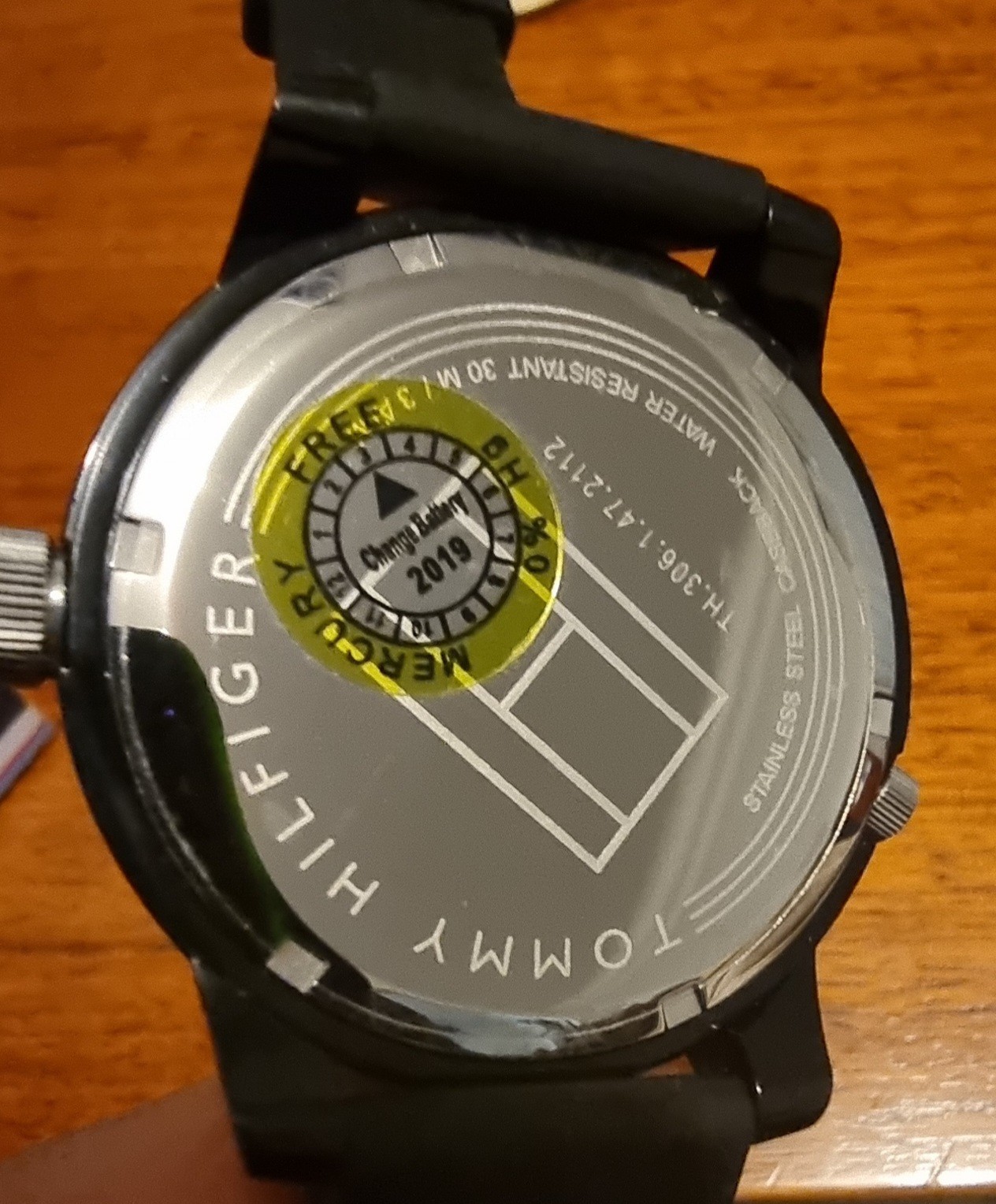Tommy Hilfiger Men’s Denim Black Silicone Quartz Watch, model number 1791326.