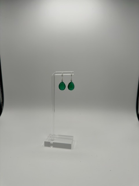 Faceted Emerald Teardrop Pear Dangle Earrings Sterling Silver 10ct TWT Tested