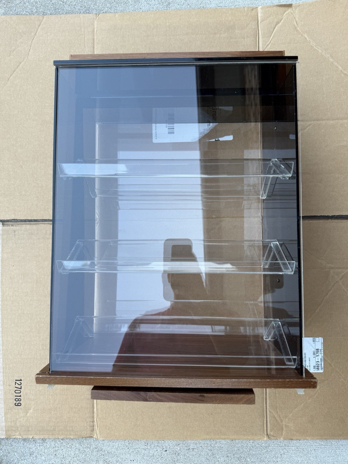 Vtg Krementz Countertop Jewelry Display Case Spinning Wood & Acrylic~GREAT