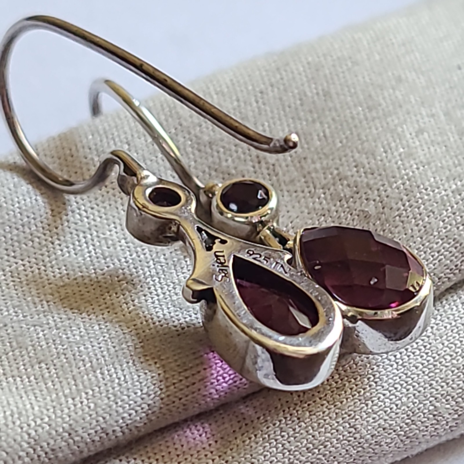 Beautiful SAJEN Purple Amethyst French Wire Earrings Sterling Silver 925