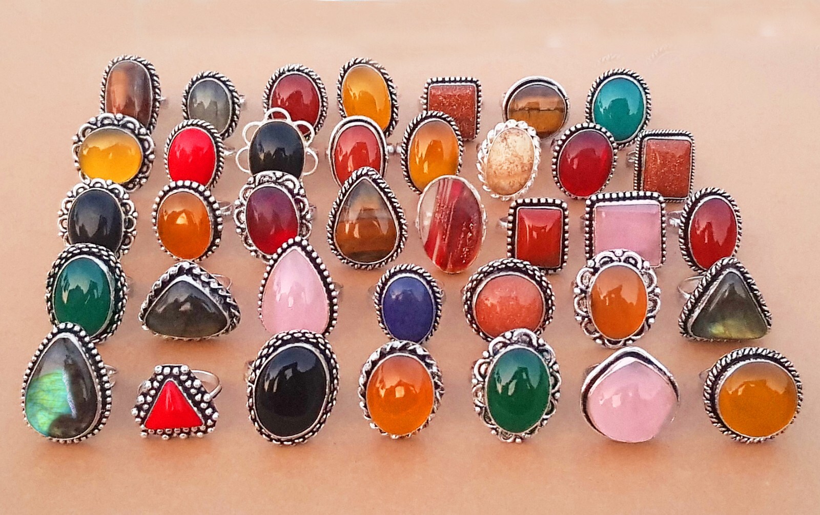 Assorted Gemstone Silver Plated Handmade Ring For Women