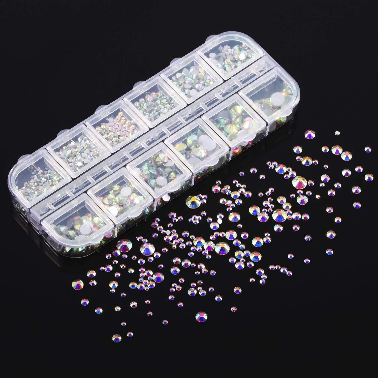 2650PCS Glue Fix Flat Back Crystal Rhinestones 6 Sizes 1.5mm 2mm 2.8mm 4mm 4….