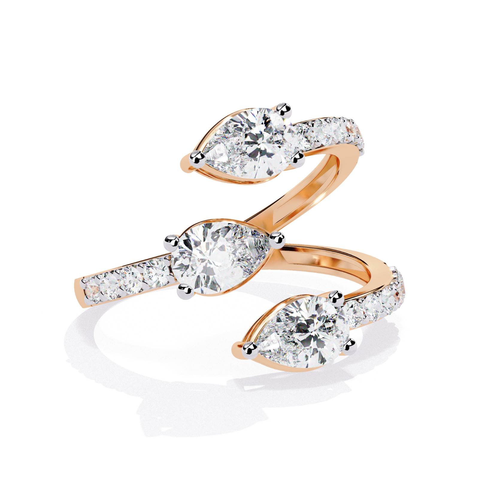 3 Stone Pear Moissanite Engagement Ring 925 Sterling Silver CZ Bridal