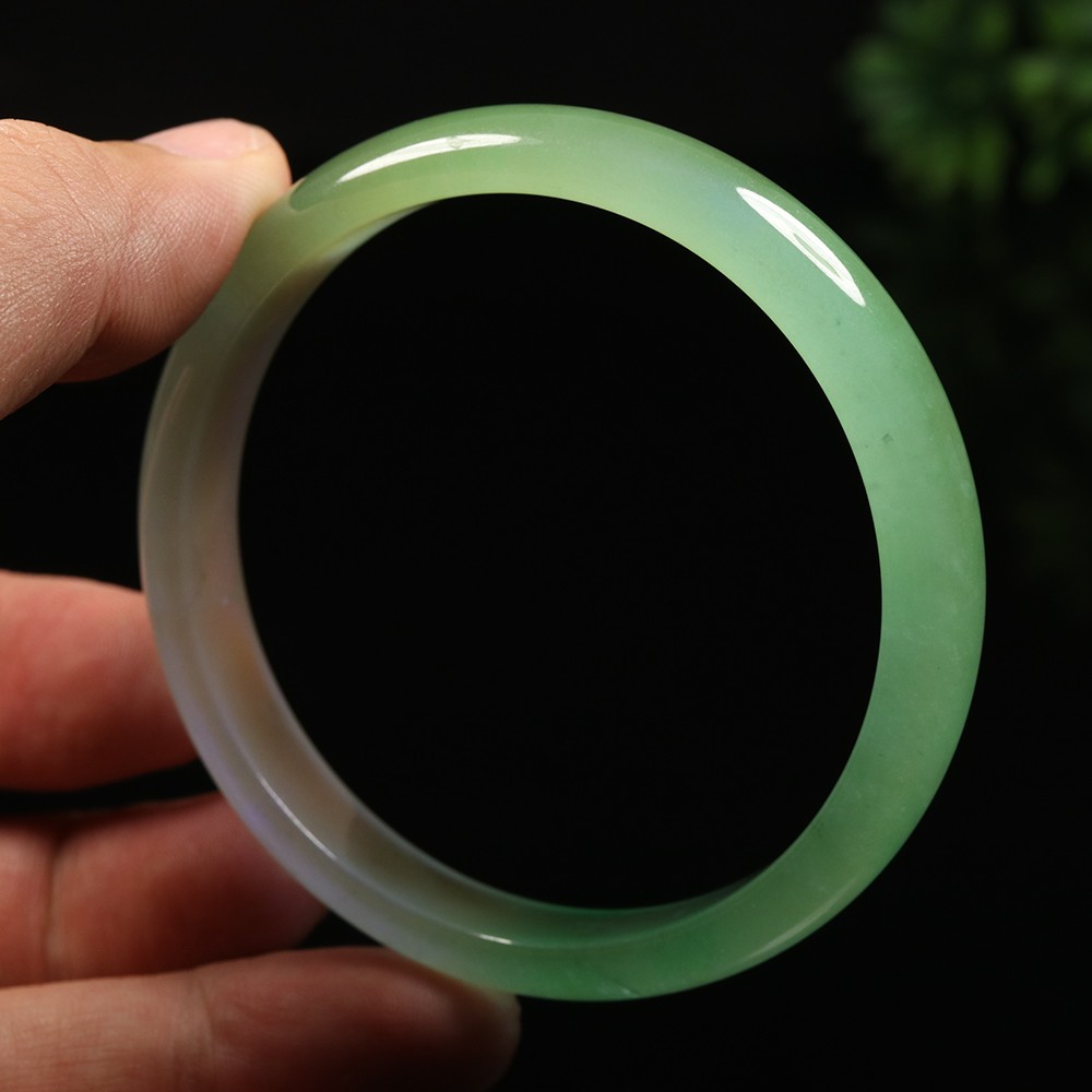 61mm Lavender Green Icy Jadeite Jade Bangle Bracelet Burma Jadeite A-14163