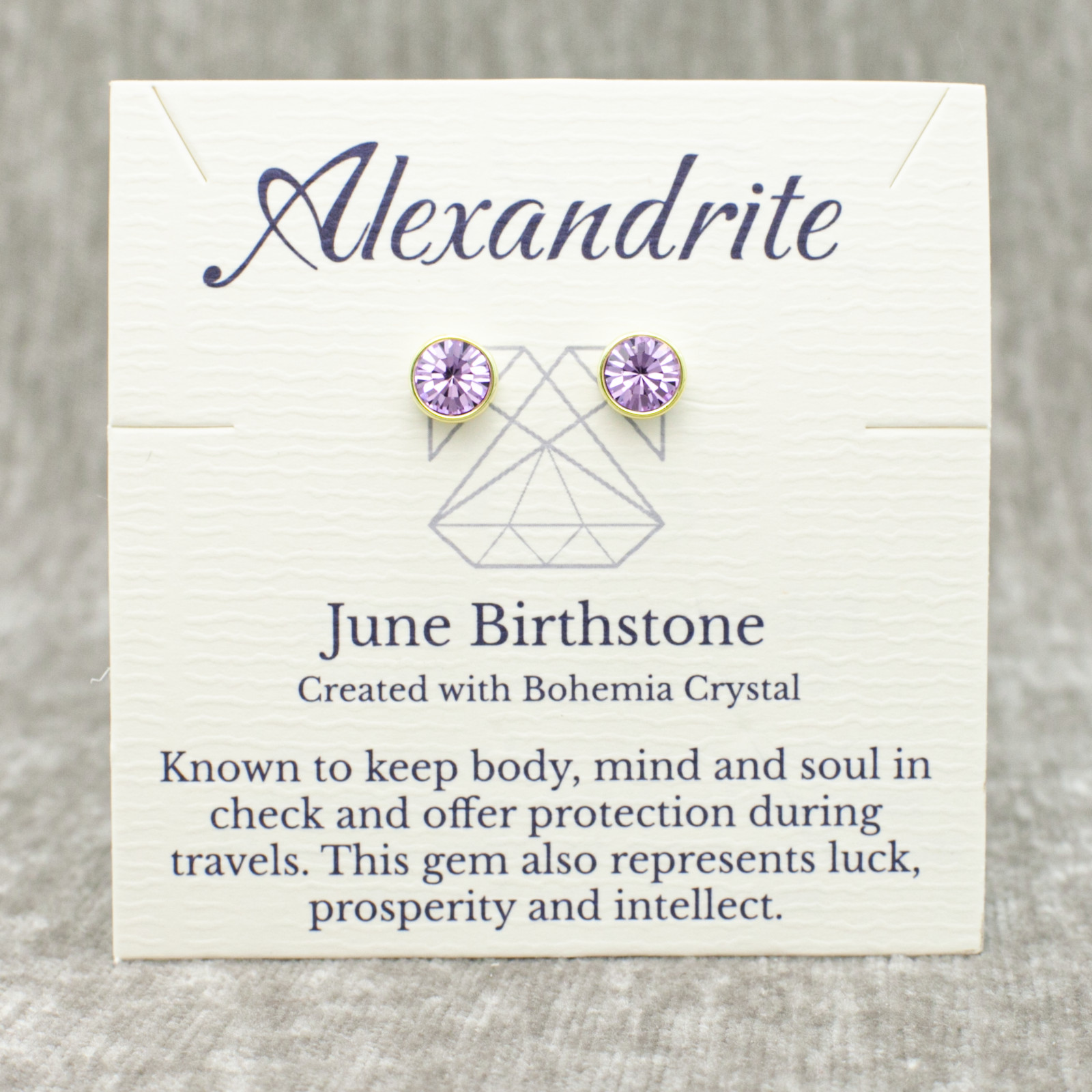 June Birthstone Alexandrite Earrings, Light Purple Crystal, Gold or Silver Studs