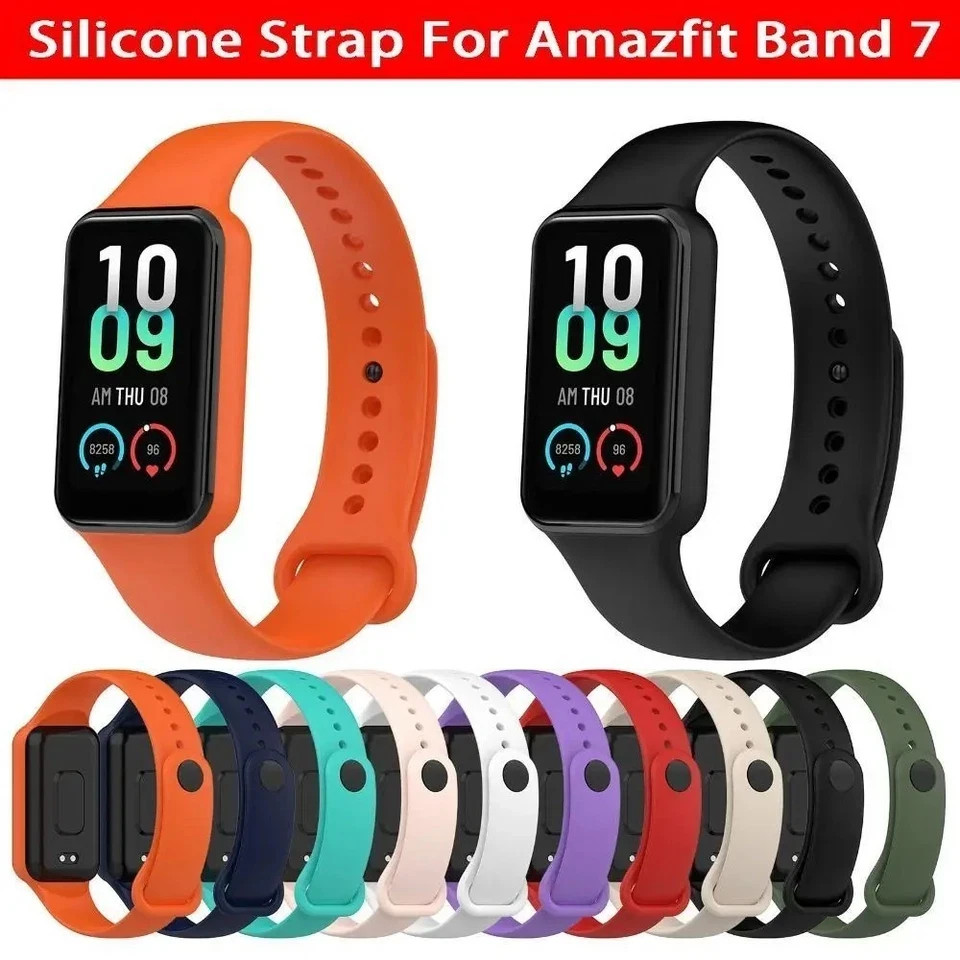 Silicone Strap for Amazfit Band 7 Replacement Bands Soft Adjustable Wristbands