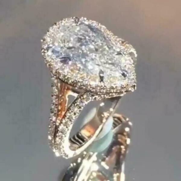 4.55 Ctw Pear Cut Created Diamond Women’s Engagement Ring 14K White Gold Plated
