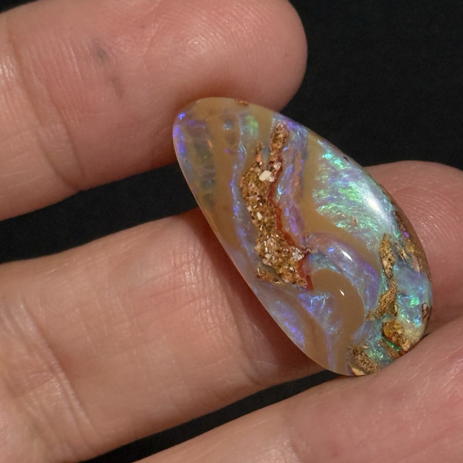12.6ct 28.65×14.3×4.7mm Crystal Pipe Australian Boulder Opal Cabochon Gem