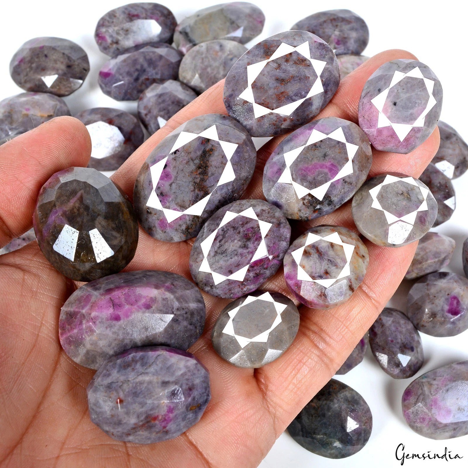 2770 Ct/40 Pcs Natural Ruby in Crystal Matrix Assorted Cut Loose Gemstones Lot