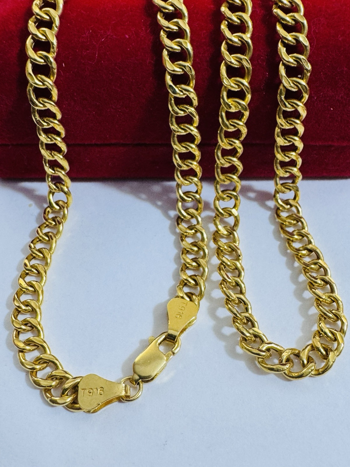 New 22K 916 Fine Real Gold 18”/18.5 inches Curb Necklace 11.9g 5mm Womens