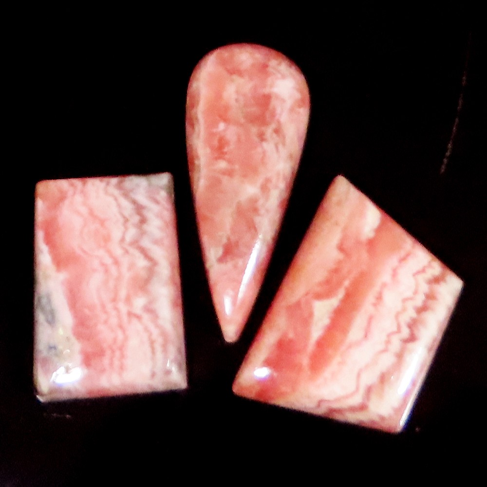 92.10 Cts Rare Natural Rhodonite Mix Cabochon ~3 PCs~ Rhodonite Gemstone LP345