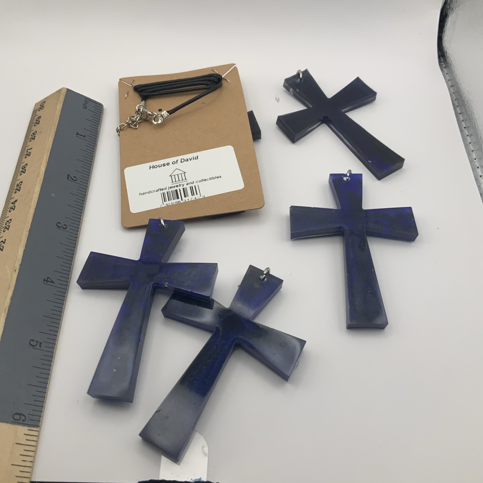 House Of David Handmade Cross Necklace Blue Midnight