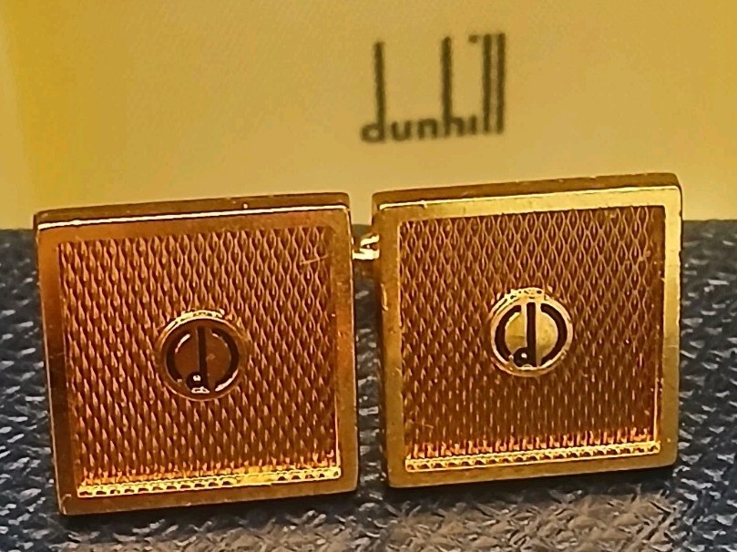 Dunhill Cufflinks Mens Gold Tn Formal Square Classic Luxury Designer Gift Boxed