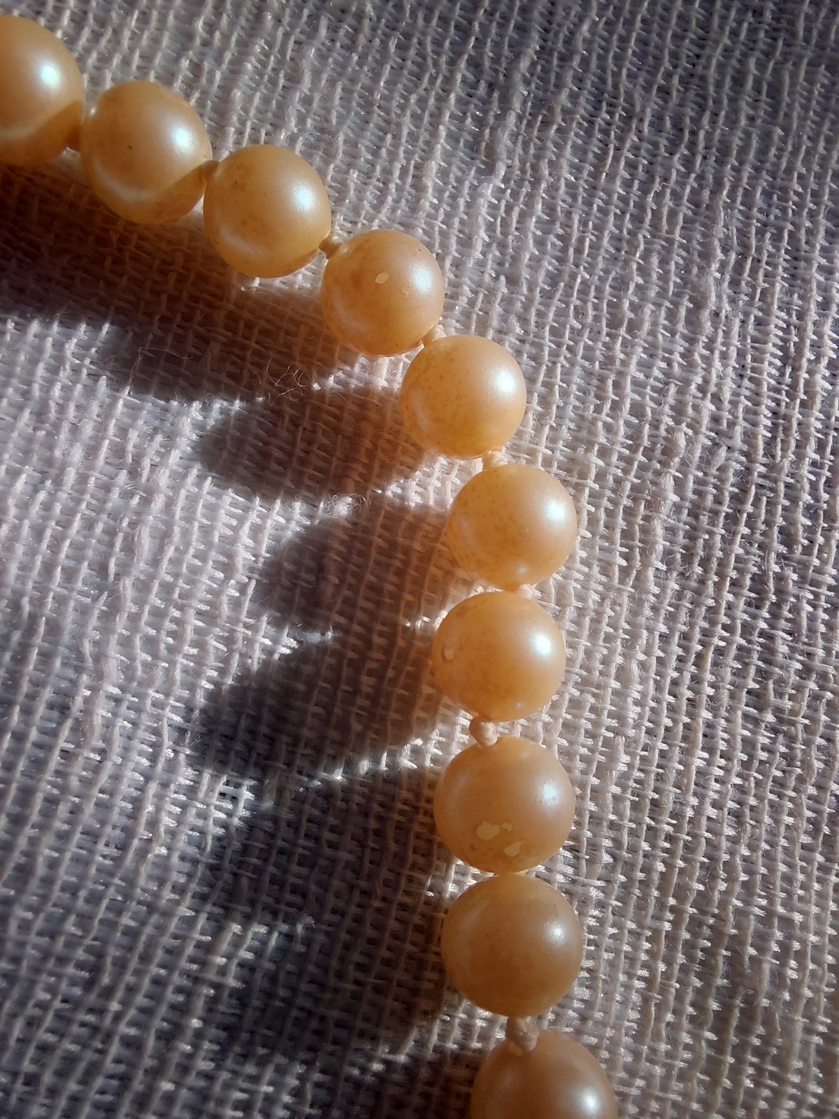 Vtg 40s Hand-Knotted Japanese Glass Faux Pearl Necklace Sterling Silver Clasp