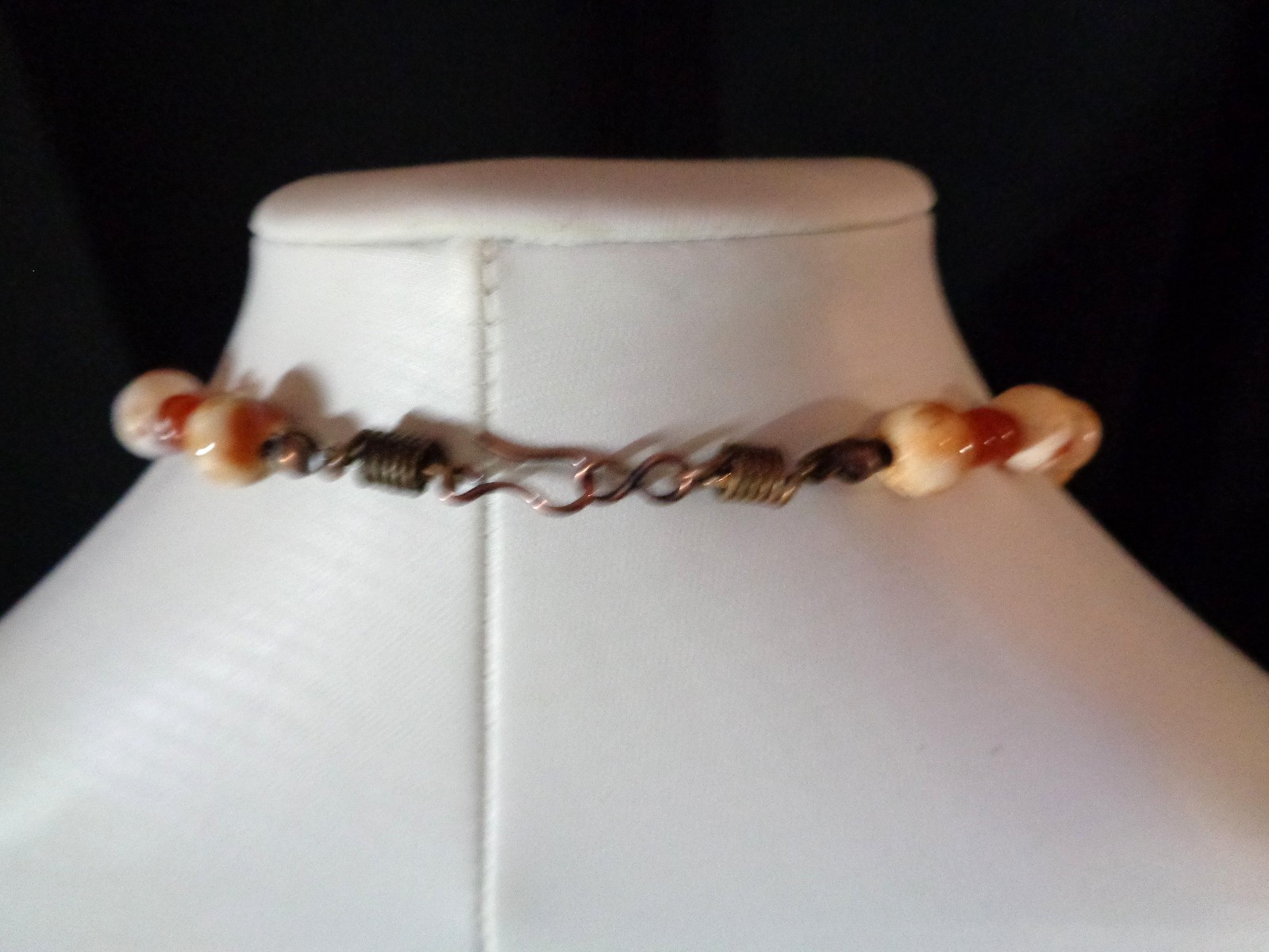 Artisan crafted,3” caged faceted red agate and carnelian pendant, on 18” hand kn